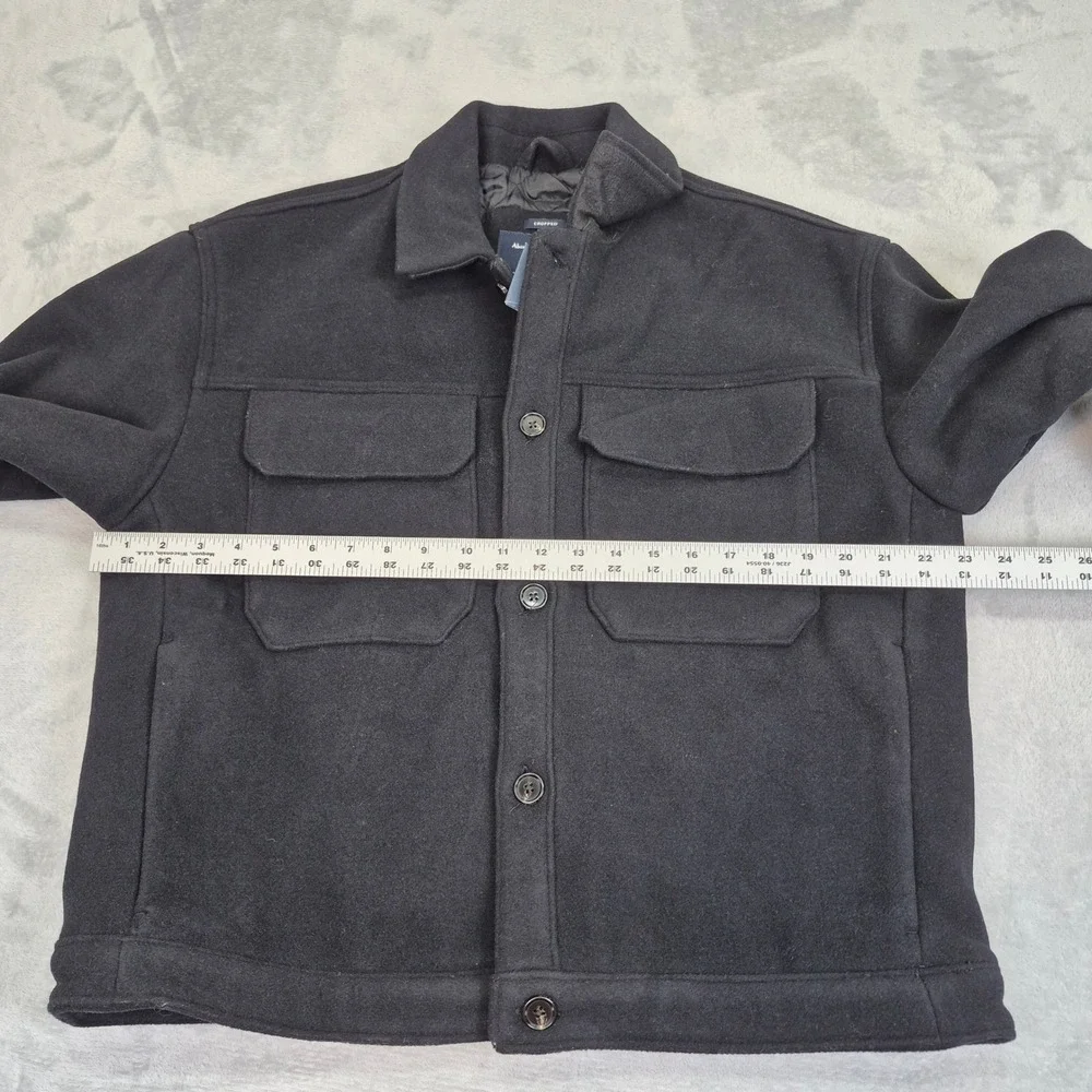NWT Wool Blend Abercrombie Mens Trucker Black Cropped Insulated Quilted Jacket L